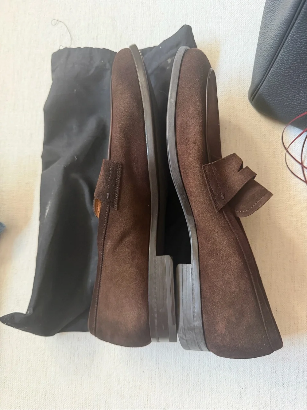 Magnanni Midbrown Suede Penny Loafers